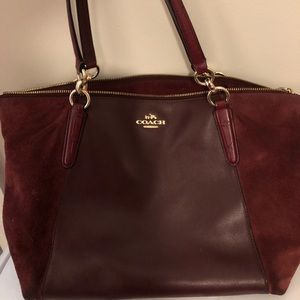 Burgundy Coach suede and leather purse